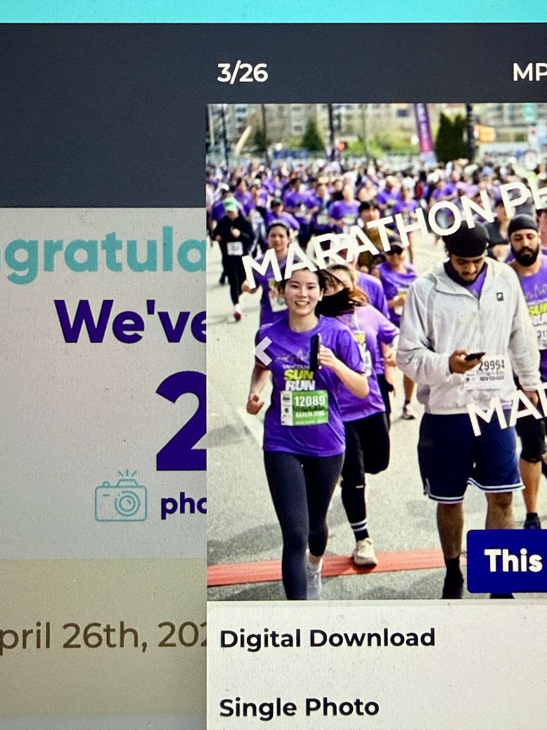 Danlin Zeng running the Vancouver Sun Run